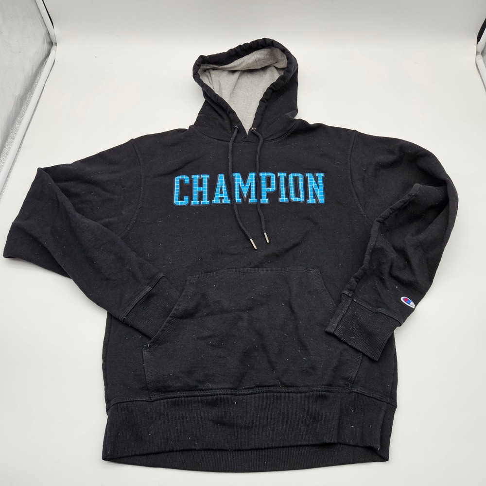 Champion Black Hoodie‎ Sweatshirt Athleticwear Logo Graphic Pullover Size S